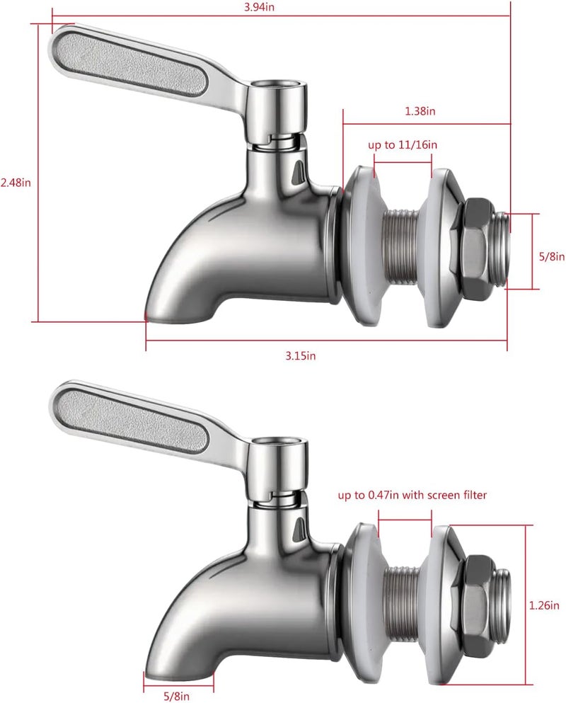 CbeeSo Spigot for Beverage Dispenser，Stainless Steel Spigot for Drink Dispenser, Water Dispenser Faucet, Fits Gravity Filter Systems ， Lead-Free, 2 Pack - Image 5